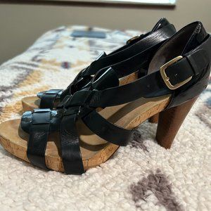 Cole Haan Black Leather Strappy Heels